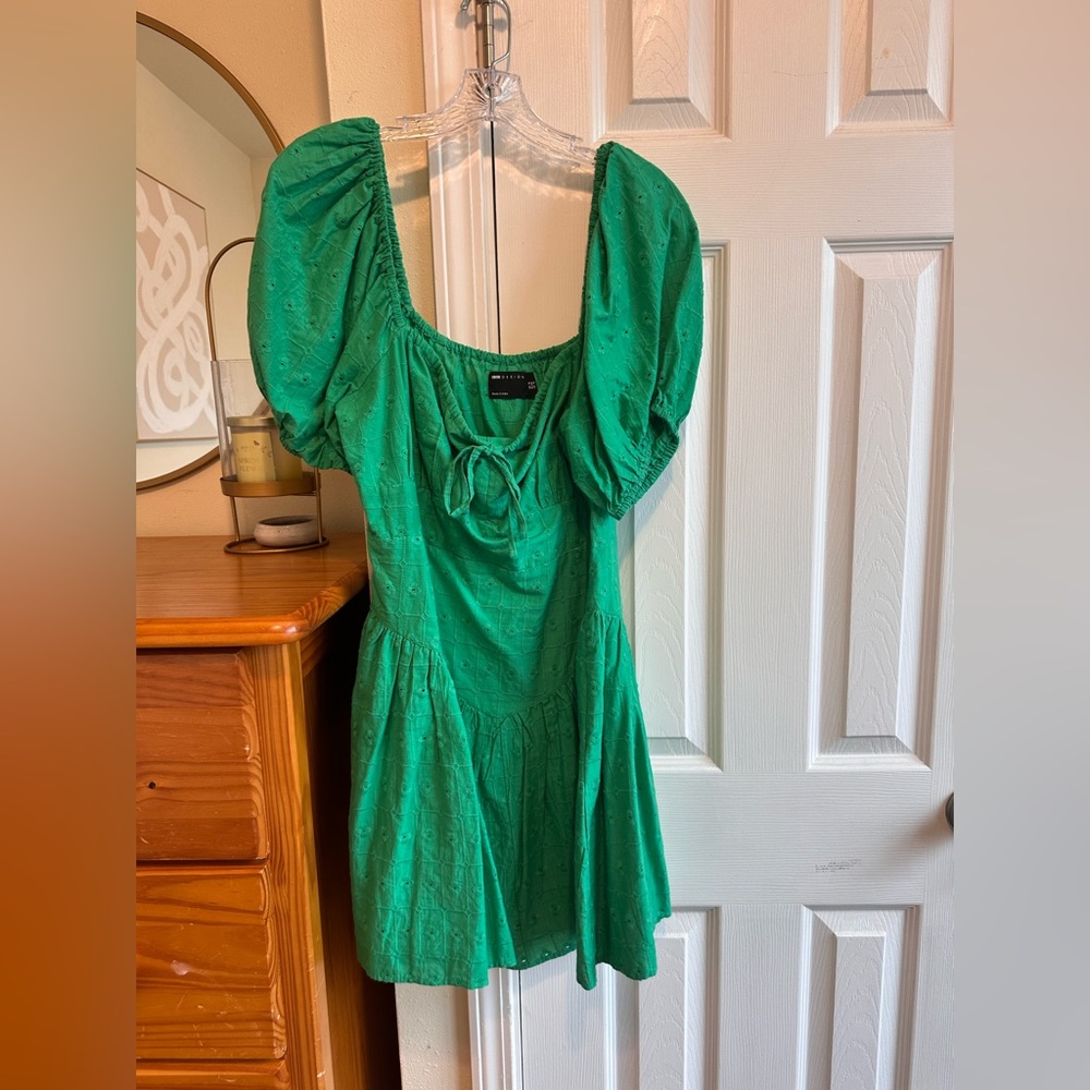 ASOS Emerald Green Puff-Sleeve Mini Dress
